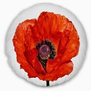 7223 Designart Red Poppy Blossom Close Up' Floral Throw Cushion Pillow